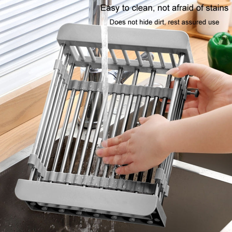 Kitchen Drainage Rack Stainless Steel Retractable Sink Shelf Flatware Storage Organizer