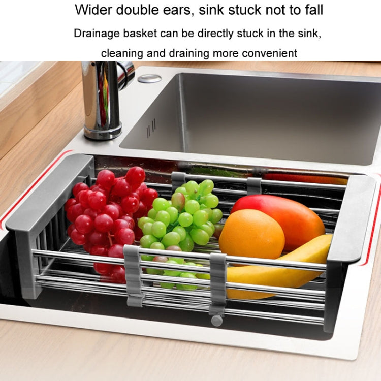 Kitchen Drainage Rack Stainless Steel Retractable Sink Shelf Flatware Storage Organizer