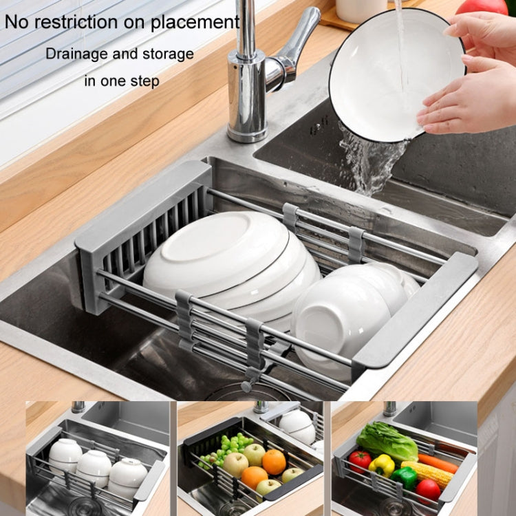 Kitchen Drainage Rack Stainless Steel Retractable Sink Shelf Flatware Storage Organizer