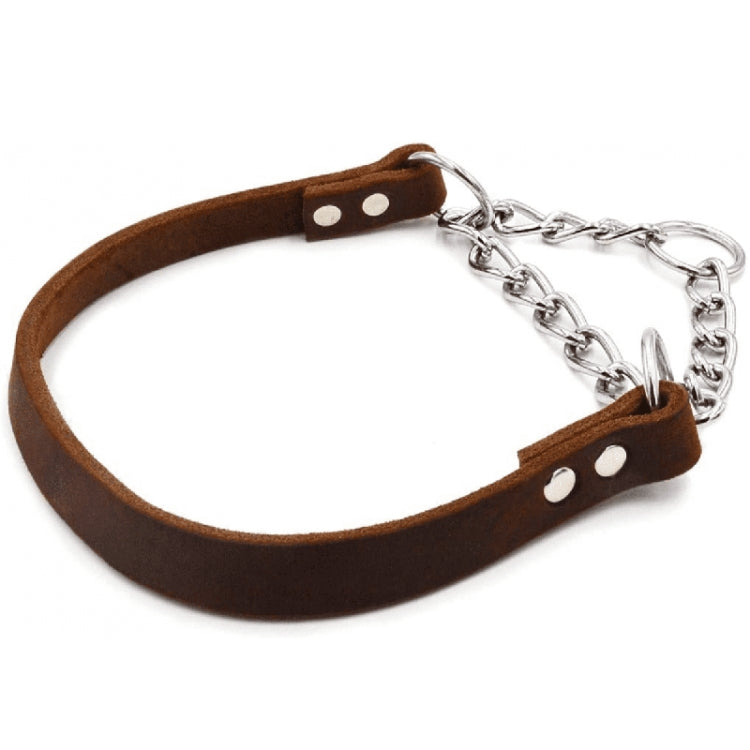 Half P Shape Pet Dog Collar Leather Dog Chain Collar