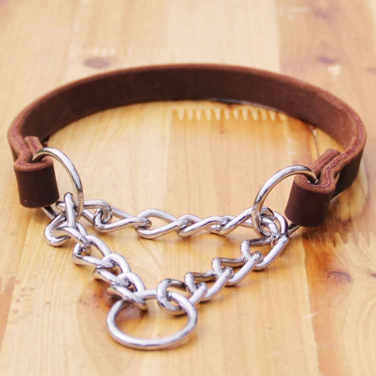 Half P Shape Pet Dog Collar Leather Dog Chain Collar