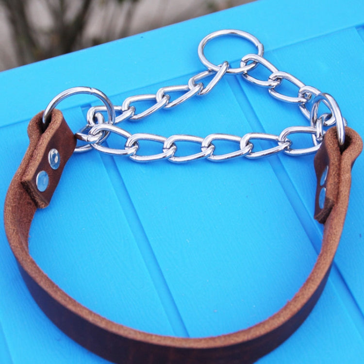 Half P Shape Pet Dog Collar Leather Dog Chain Collar