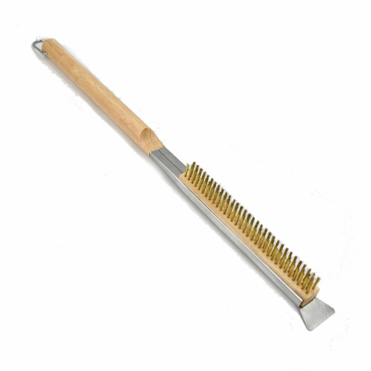 21 Inch Wooden Handle Pizza Oven Brush with Stone Scraper