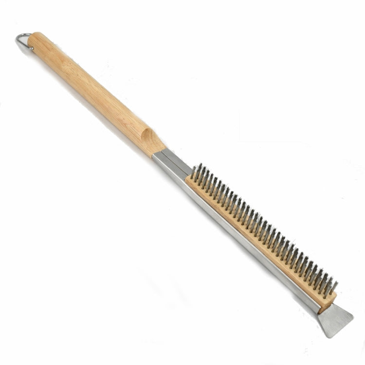 21 Inch Wooden Handle Pizza Oven Brush with Stone Scraper