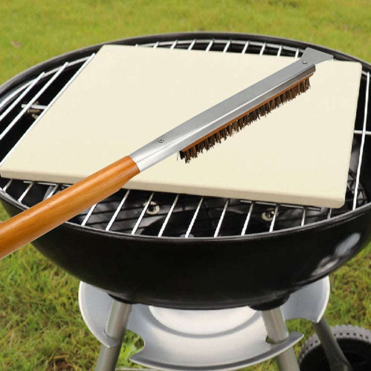 21 Inch Wooden Handle Pizza Oven Brush with Stone Scraper