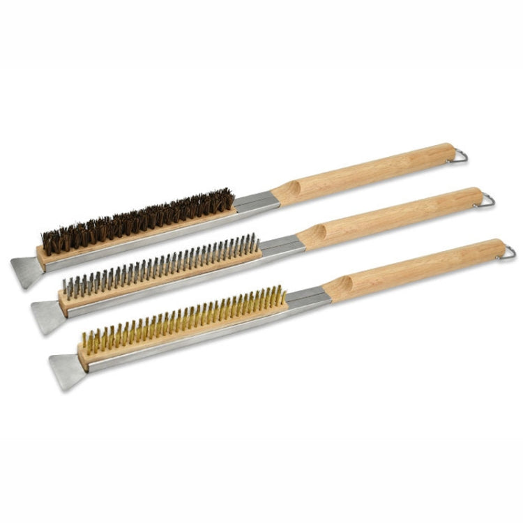 21 Inch Wooden Handle Pizza Oven Brush with Stone Scraper