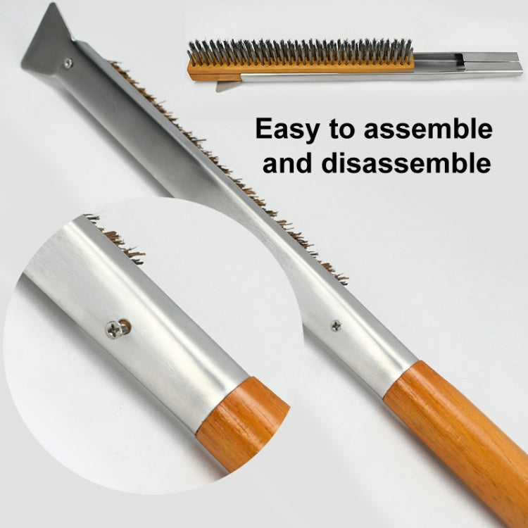 21 Inch Wooden Handle Pizza Oven Brush with Stone Scraper