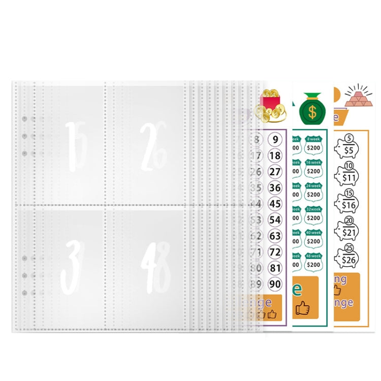 25sheets /Set A5 6 Holes Save Money Challenge Envelopes Replacement Inner Page