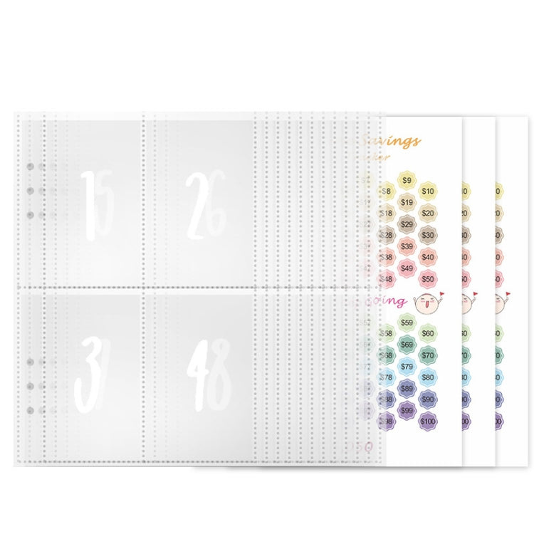 25sheets /Set A5 6 Holes Save Money Challenge Envelopes Replacement Inner Page