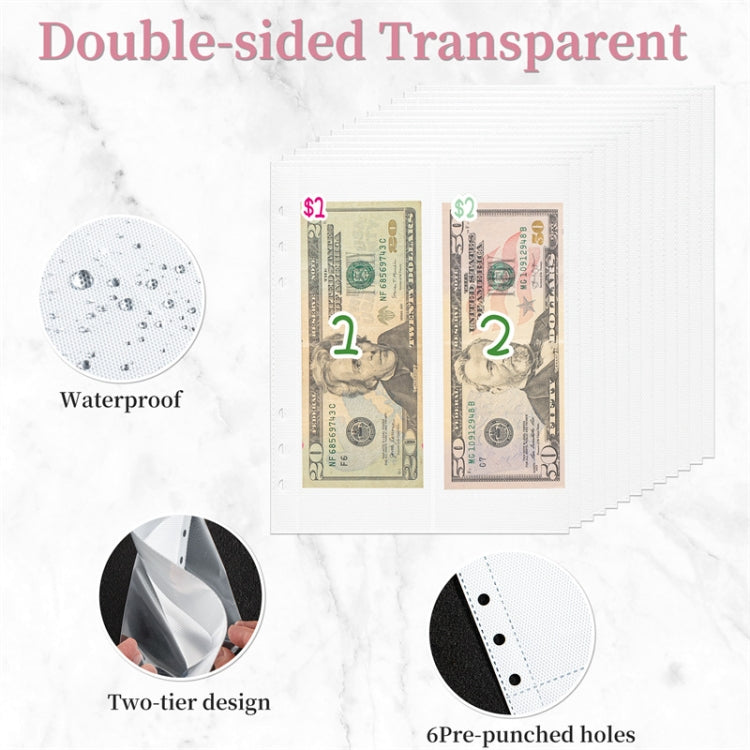 25sheets /Set A5 6 Holes Save Money Challenge Envelopes Replacement Inner Page