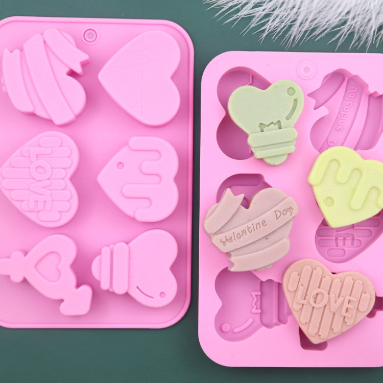 6 Grids Heart Shape Silicone Cake Model DIY Baking Handmade Soap Model