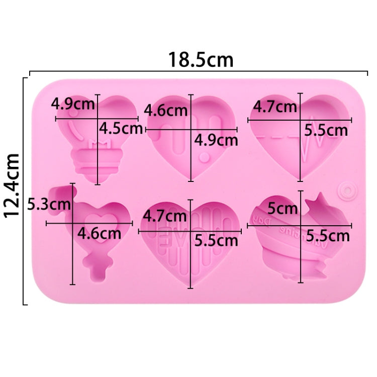 6 Grids Heart Shape Silicone Cake Model DIY Baking Handmade Soap Model