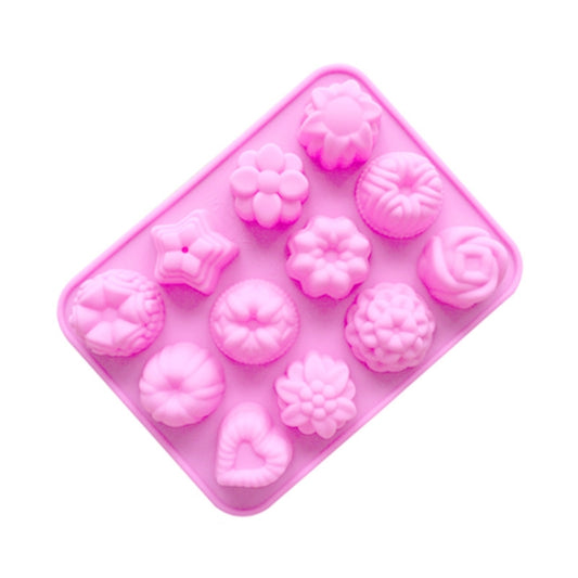 12 Grids Different Flower Grass Shape Silicon Model Kitchen Baking Cake Model DIY Handmade Soap Mould