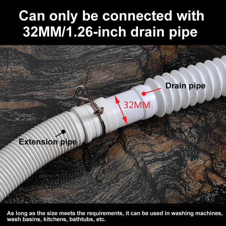 Diameter 32mm Extended Drain Hose for Washing Machine / Kitchen Basin / Bathtub