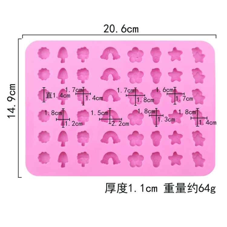 48 Grids Nature Objects Silicone Fondant Mold Mini Fire Paint Wax Standing Mould