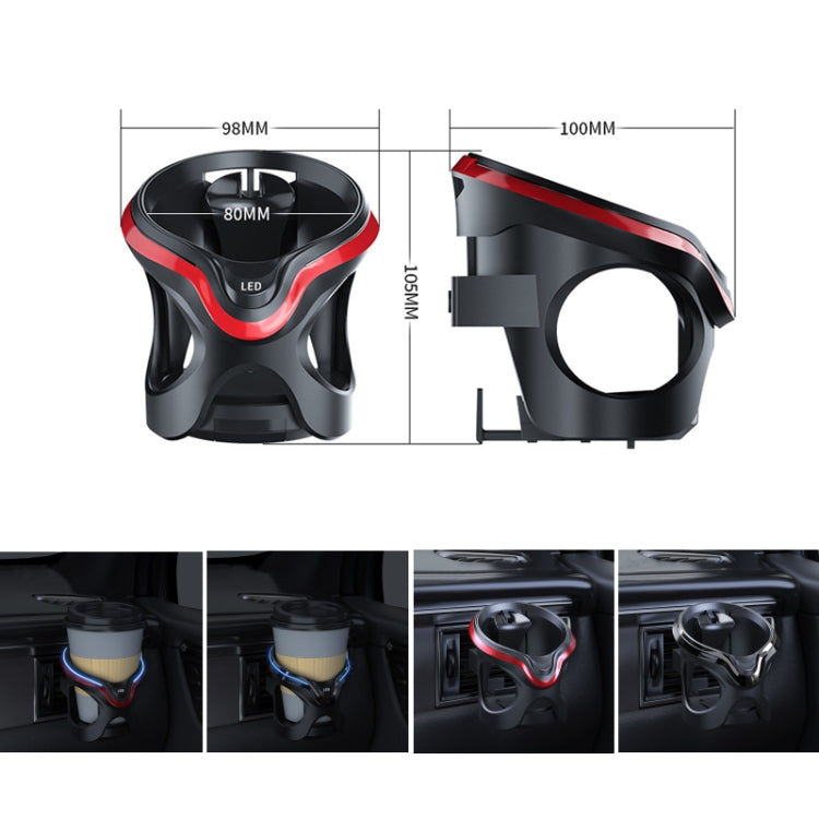 Multifunctional Car Cup Holder with Air Conditioning Outlet and LED Light