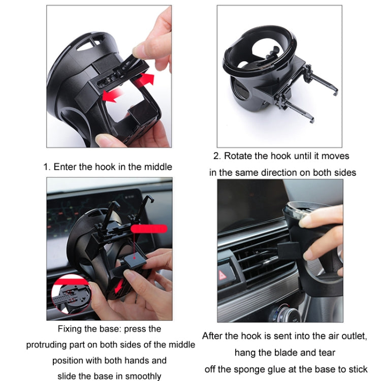 Multifunctional Car Cup Holder with Air Conditioning Outlet and LED Light
