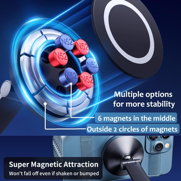 360 Rotating Car Magnetic Cell Phone Holder Magsafe Metal Car Folding Navigation Stand