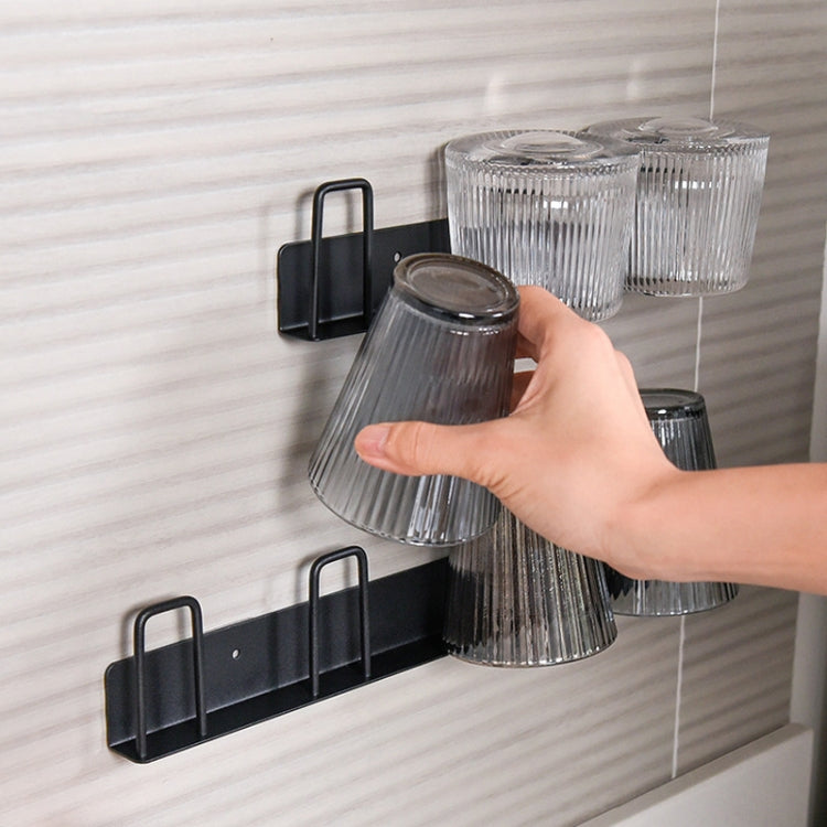 Household Glass Cup Holder Inverted Cup Hanger Bar Free Hole Wall Mounted Drainage Mug Shelf