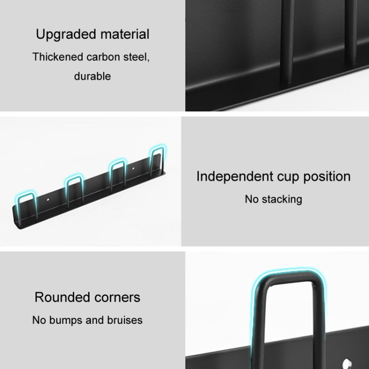 Household Glass Cup Holder Inverted Cup Hanger Bar Free Hole Wall Mounted Drainage Mug Shelf