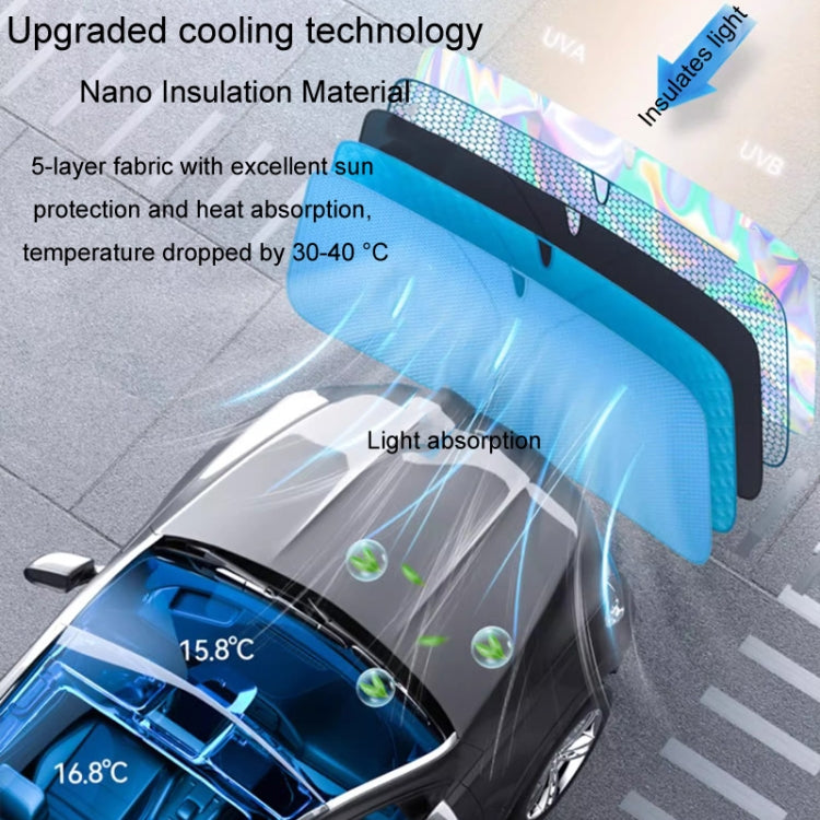 Car Front Windshield Sunshade Colorful Laser Heat Insulation Sunscreen Sunshade Umbrella, 145x90cm, 142x80cm, 136x65cm