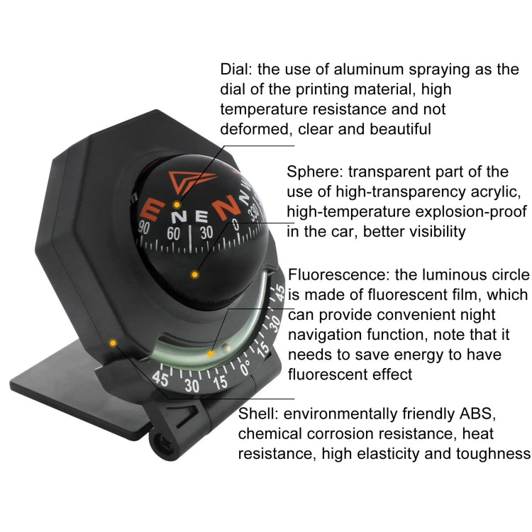 2 In 1 Car Compass With Slope Gauge Foldable High Precision Guide Ball