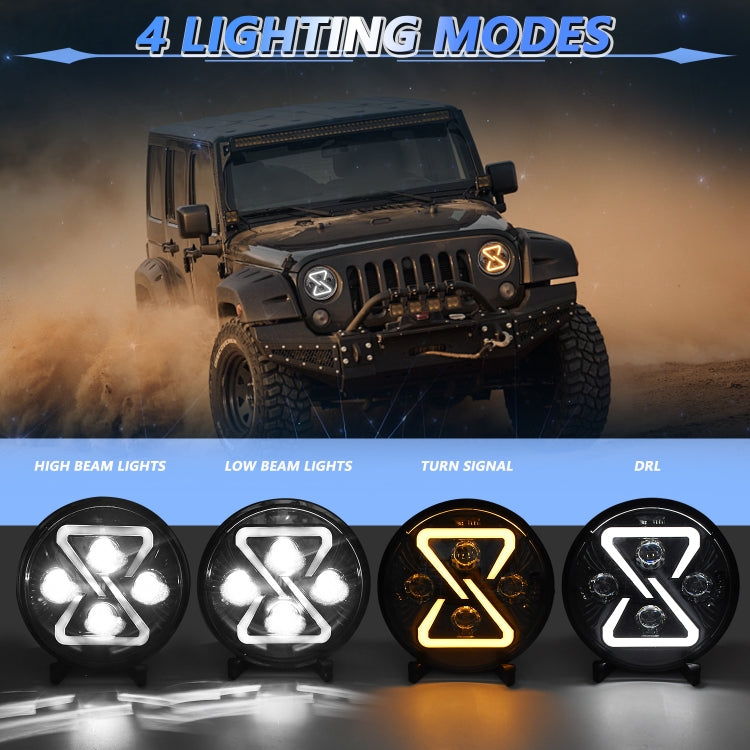 7 Inch 8-shaped Gradient Angel Eye Car Headlights For Wrangler