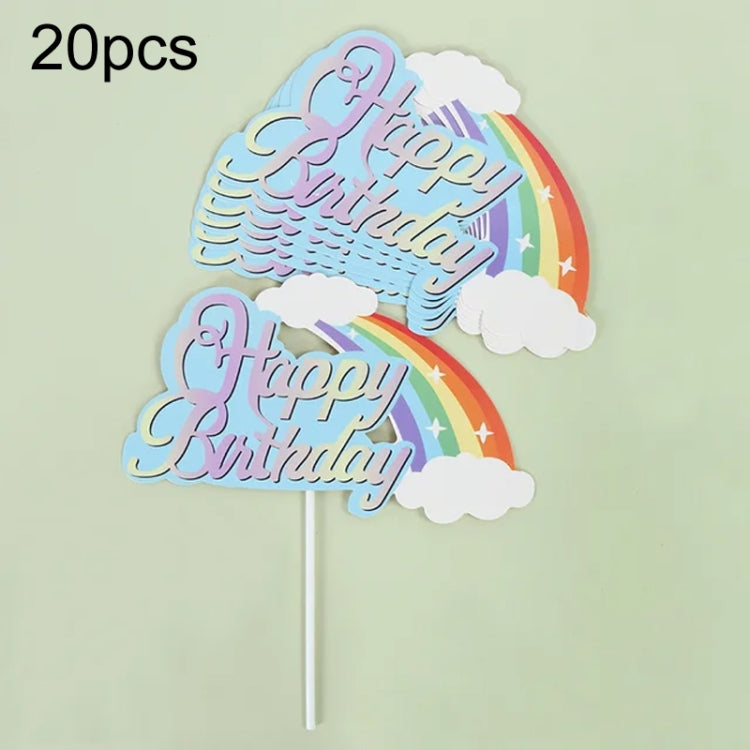 20pcs Birthday Party Cake Toppers Baking Cake Ornament Flags Dessert Decoration