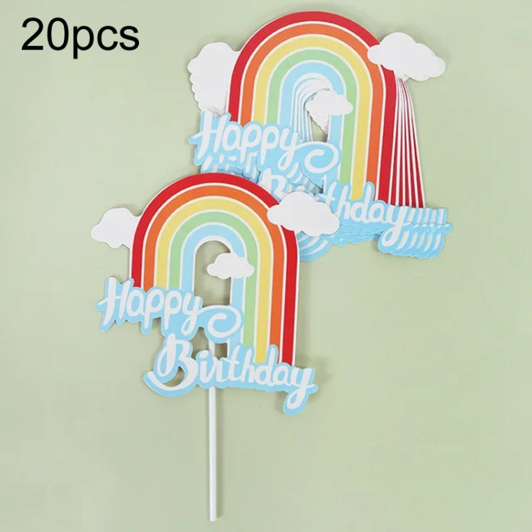 20pcs Birthday Party Cake Toppers Baking Cake Ornament Flags Dessert Decoration