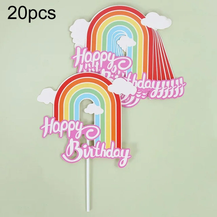 20pcs Birthday Party Cake Toppers Baking Cake Ornament Flags Dessert Decoration
