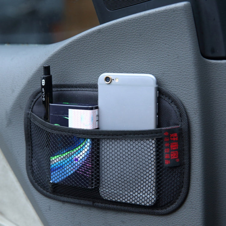 Microfiber Leather Car Mobile Phone Sticky Storage Net Bag