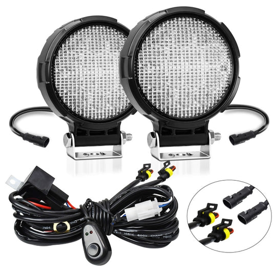 14W 9-30V Floodlight Mixed Luminous 4 Inch Round Work Light With Wire Set