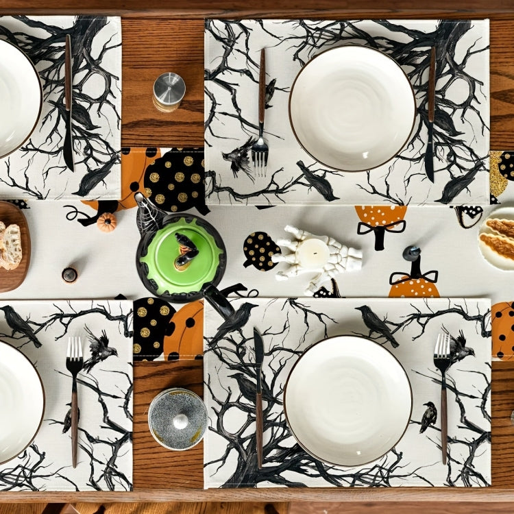 Halloween Black Crow Placemat Restaurant Decoration Insulation Pad