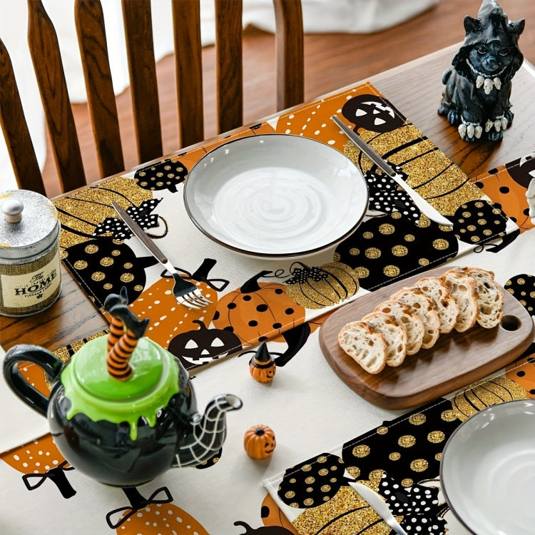 Halloween Cartoon Linen Placemat Kitchen Restaurant Decorative Insulation Pad
