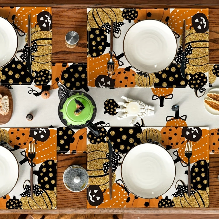 Halloween Cartoon Linen Placemat Kitchen Restaurant Decorative Insulation Pad
