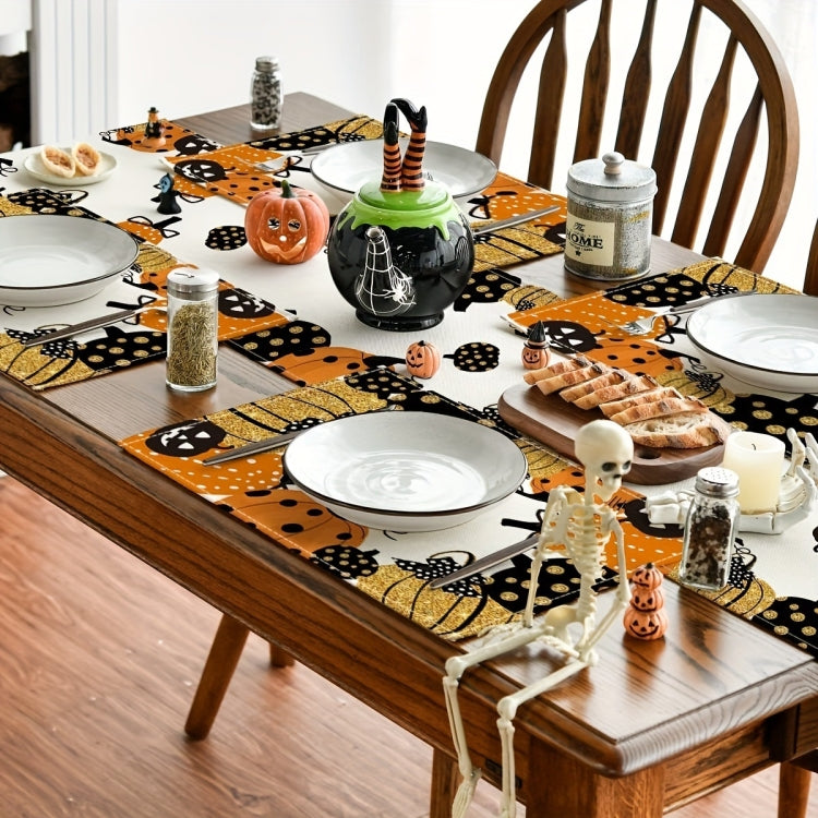 Halloween Cartoon Linen Placemat Kitchen Restaurant Decorative Insulation Pad