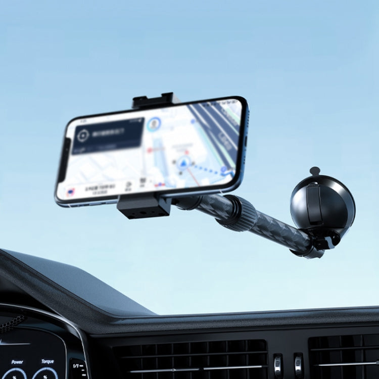 Telescopic Car Phone Mount Extension Arm Double Jointed Swivel Carbon Fiber Bracket Connecting Rod