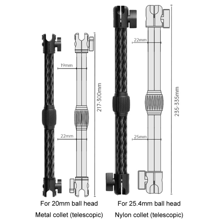 Telescopic Car Phone Mount Extension Arm Double Jointed Swivel Carbon Fiber Bracket Connecting Rod