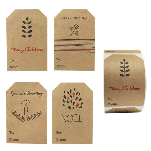 200pcs/Roll Christmas Decoration Stickers Holiday Gift Tag Tape