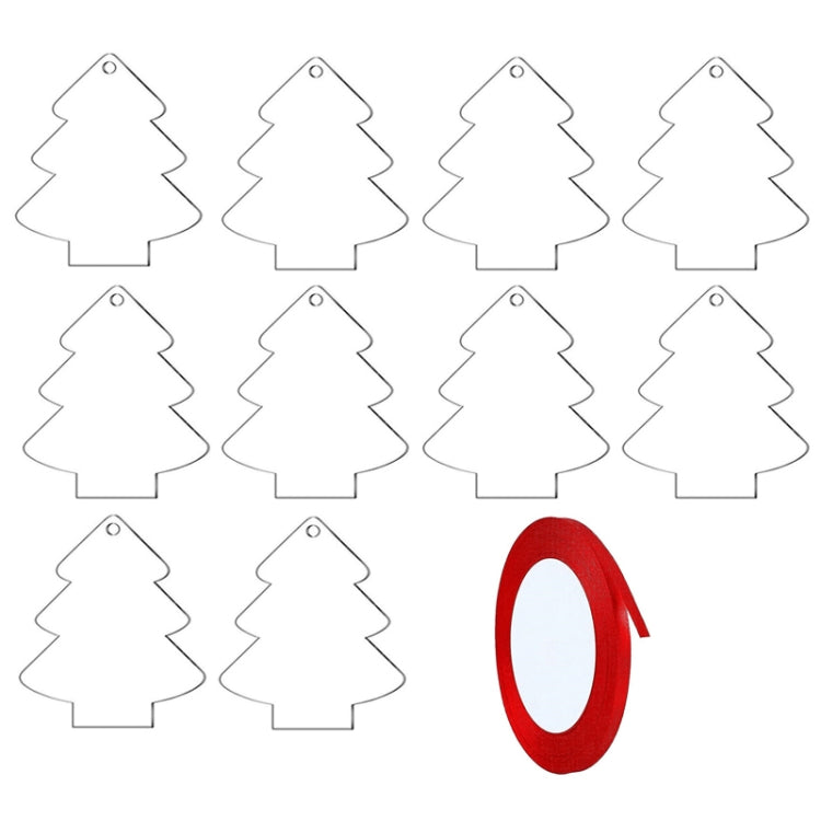 10pcs Clear Acrylic Christmas Decoration Hangers DIY Blank Xmas Tree Ornament With Rope
