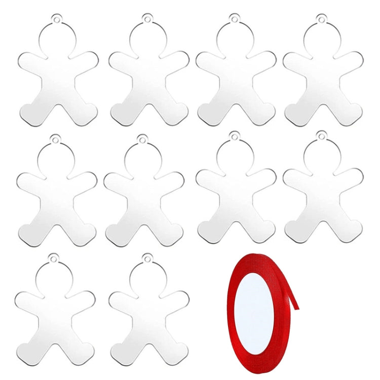 10pcs Clear Acrylic Christmas Decoration Hangers DIY Blank Xmas Tree Ornament With Rope