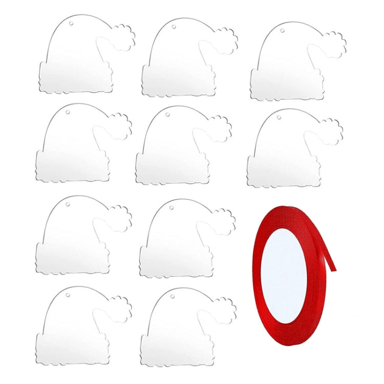 10pcs Clear Acrylic Christmas Decoration Hangers DIY Blank Xmas Tree Ornament With Rope