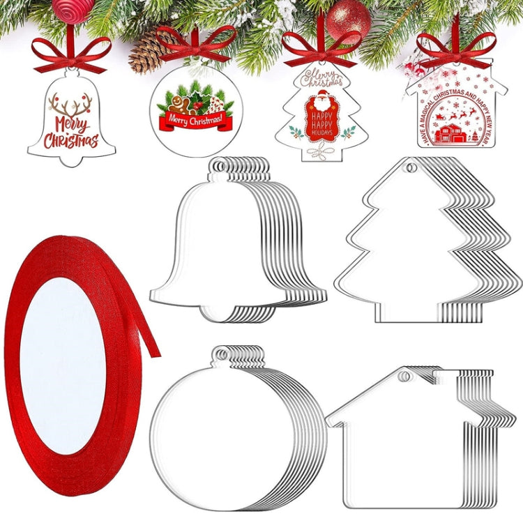 10pcs Clear Acrylic Christmas Decoration Hangers DIY Blank Xmas Tree Ornament With Rope