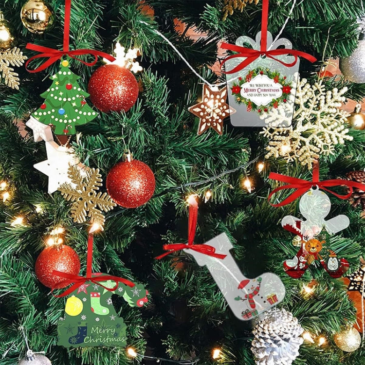 10pcs Clear Acrylic Christmas Decoration Hangers DIY Blank Xmas Tree Ornament With Rope
