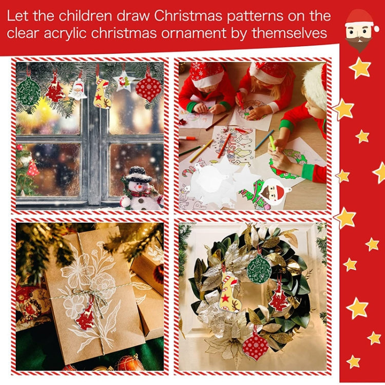 10pcs Clear Acrylic Christmas Decoration Hangers DIY Blank Xmas Tree Ornament With Rope