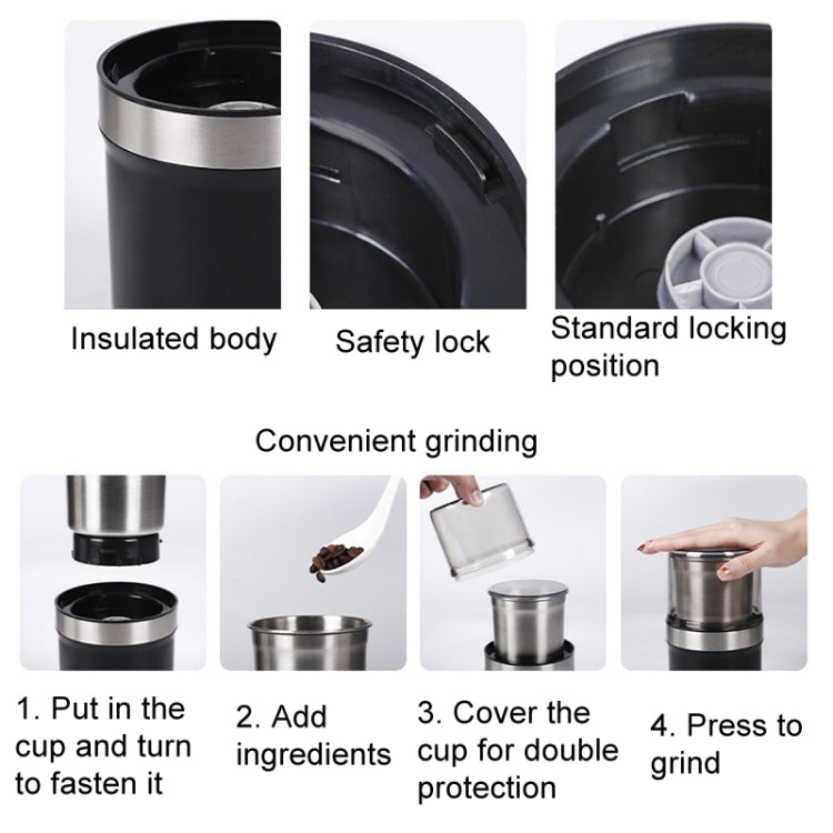 Single Cup Cross Knife Small Electric Grinder Coffee Bean Grains Fine Grinding Powder Machine