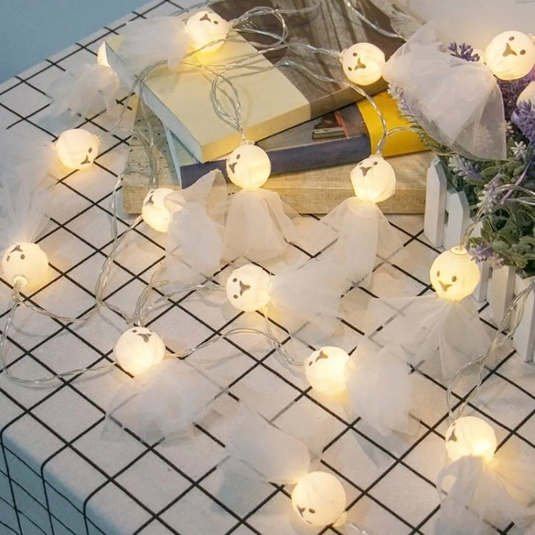 Halloween Fabric Ghost String Lights LED Scary Ghost Festival Indoor Decoration Ambient Lamp