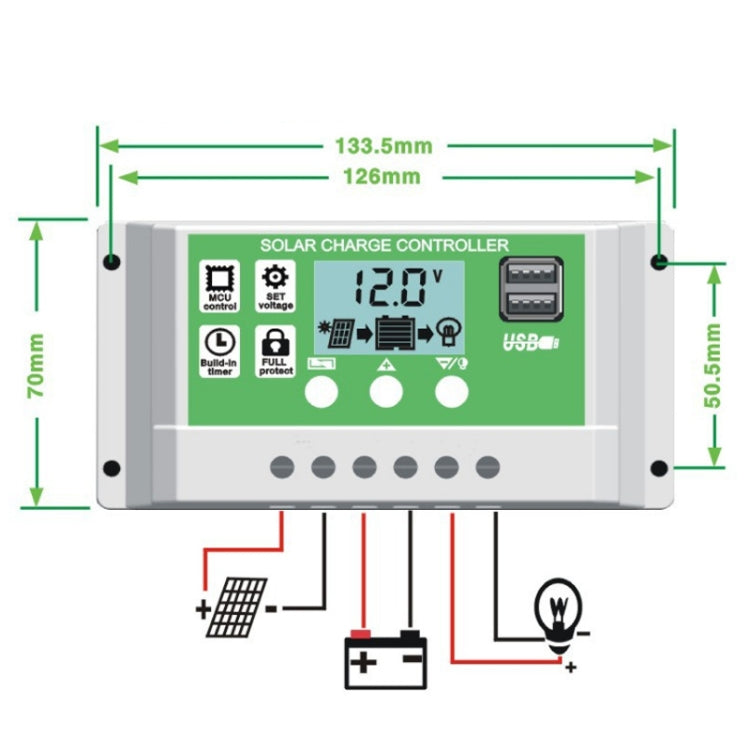 12V PWM Solar Cell Panel Charger Controller Lithium-ion Lead-acid Battery Solar Controller