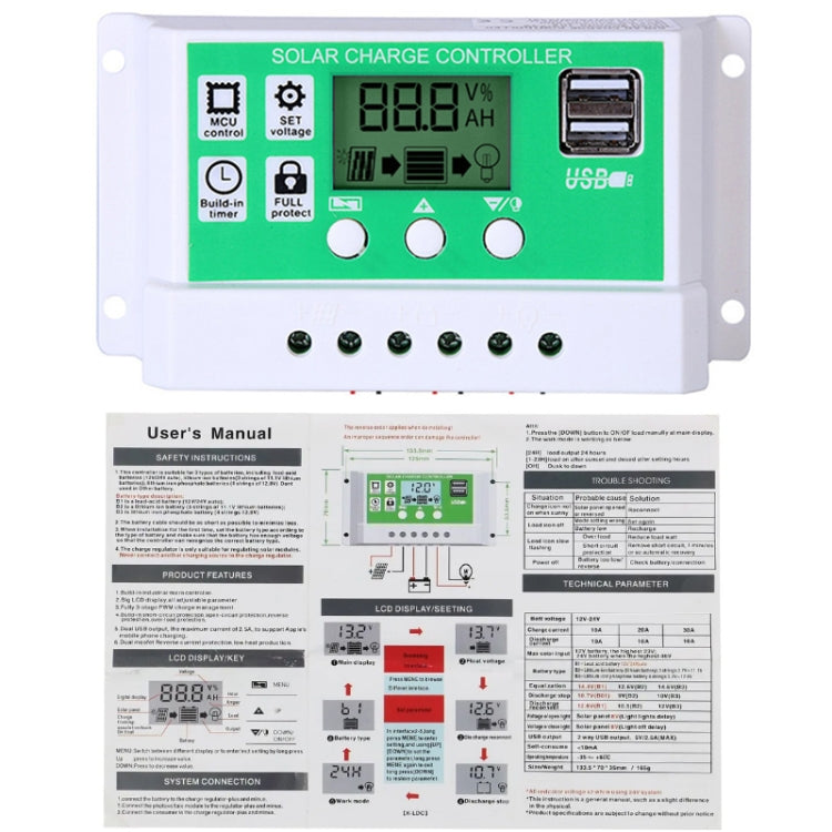 12V PWM Solar Cell Panel Charger Controller Lithium-ion Lead-acid Battery Solar Controller