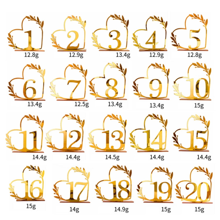 Acrylic Home Decor Wedding Digital Dinning Table Number Plate Seat Sign DIY Mirror Table Setting